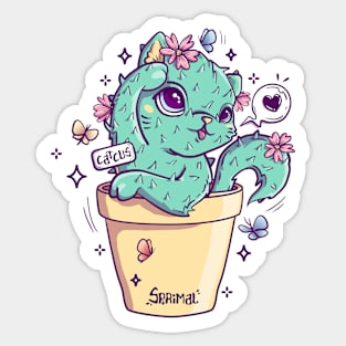 Catcus cat and cactus pun. Sticker